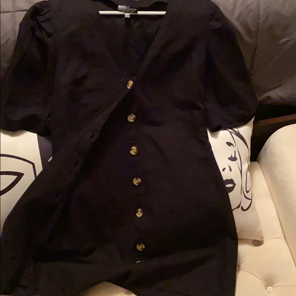 NWOT Topshop Black Button Button Dress